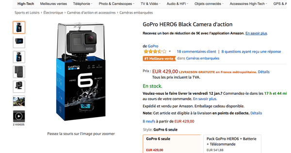 Gopro 6 réduction