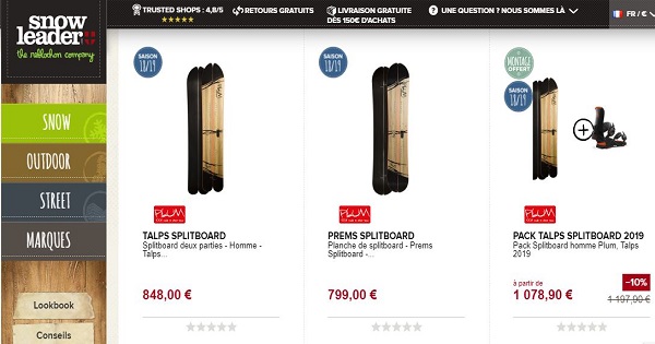 Combien coûte un snowboard Splitboard - Snowleader
